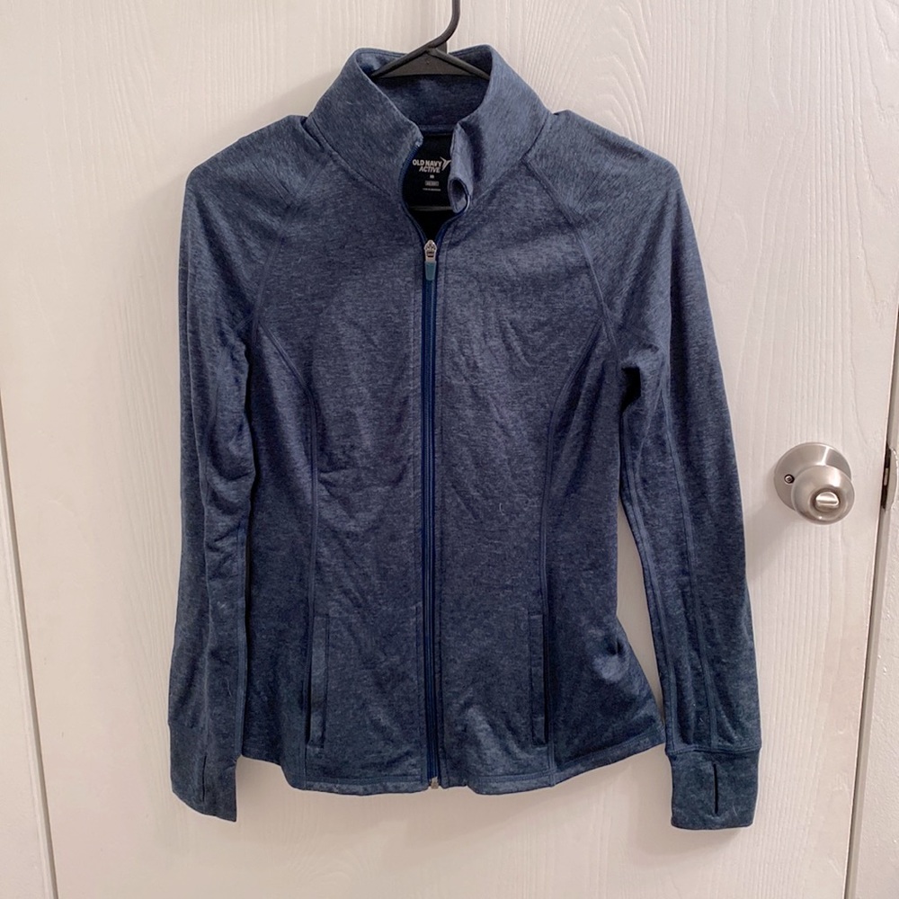 XS active wear zip up jacket by Old Navy, dark teal color, light fleece lining